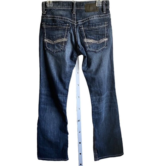 BKE Jeans Sz 28S Blue Carter Bootcut Dark Wash Faded Preppy Denim - Picture 4 of 15